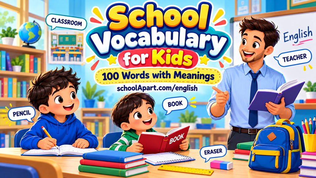 School Vocabulary for Kids: 100 Words with Meanings